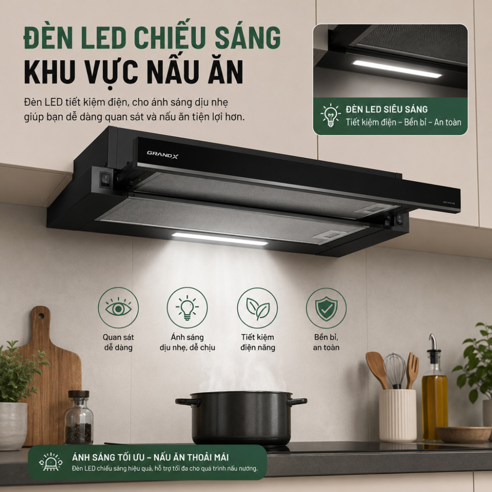 Máy hút mùi âm tủ GrandX GX H60F56B - Hàng chính hãng