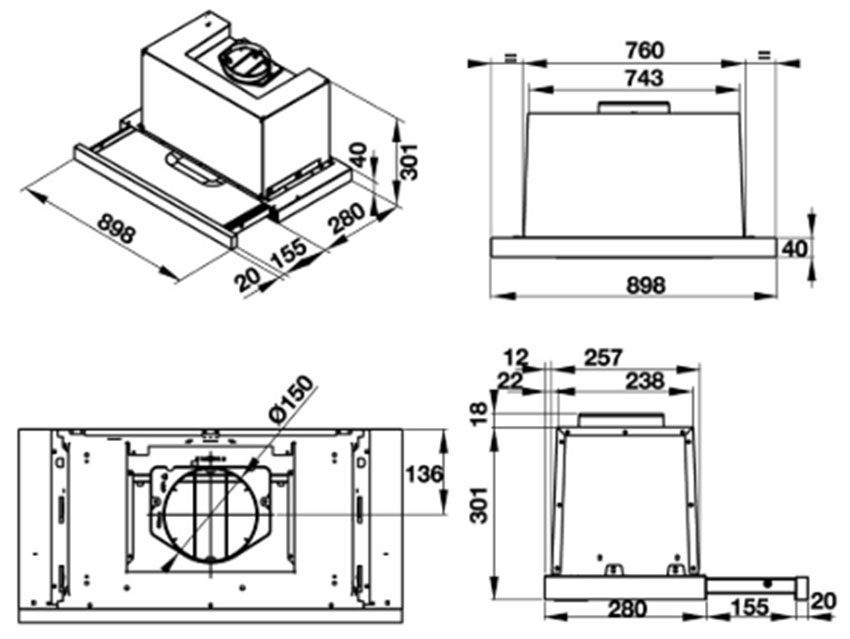 Máy hút mùi âm tủ Hafele HH-TG90E/539.81.075 - Hàng chính hãng