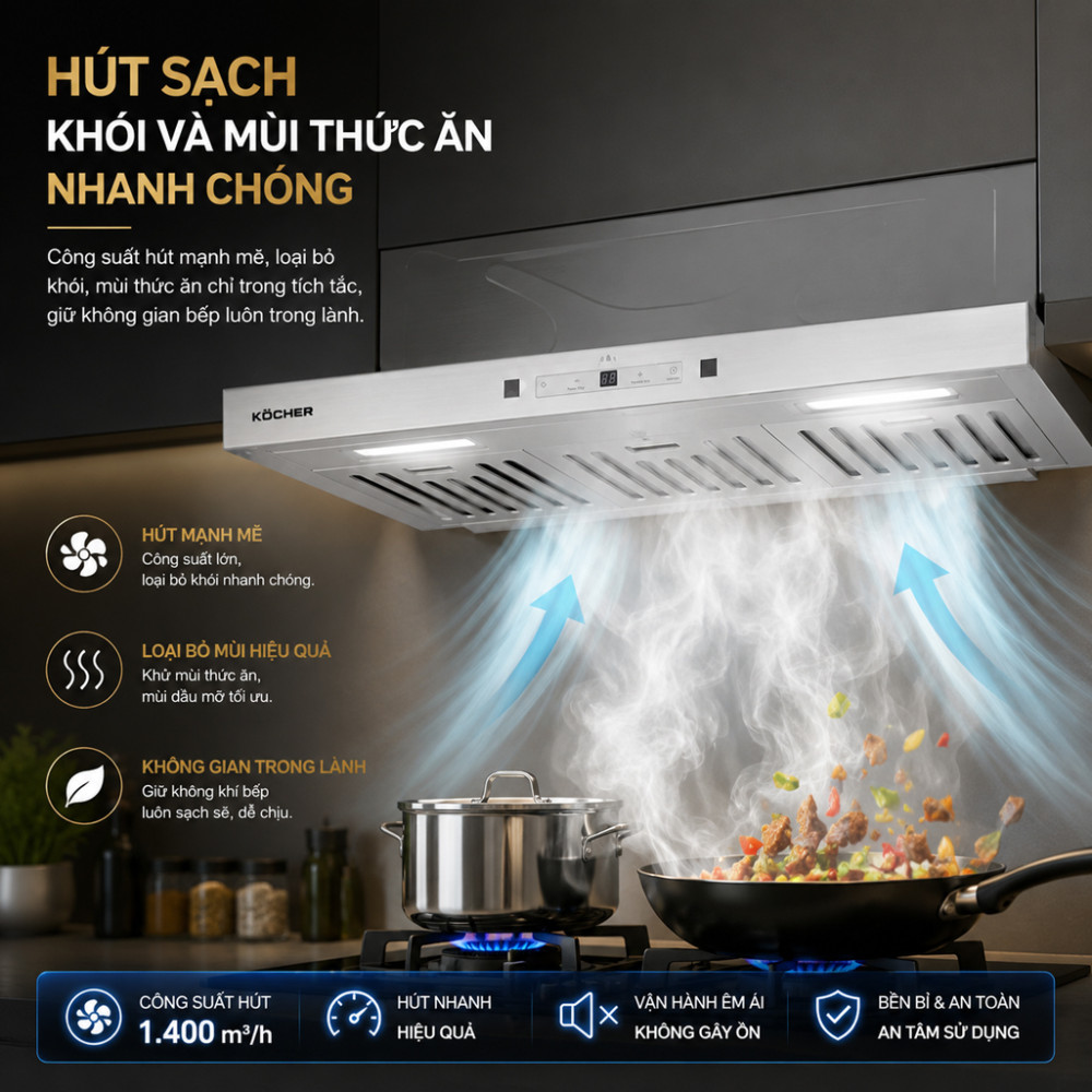 Máy hút mùi âm tủ Kocher Turbo X-668T/D - Hàng chính hãng