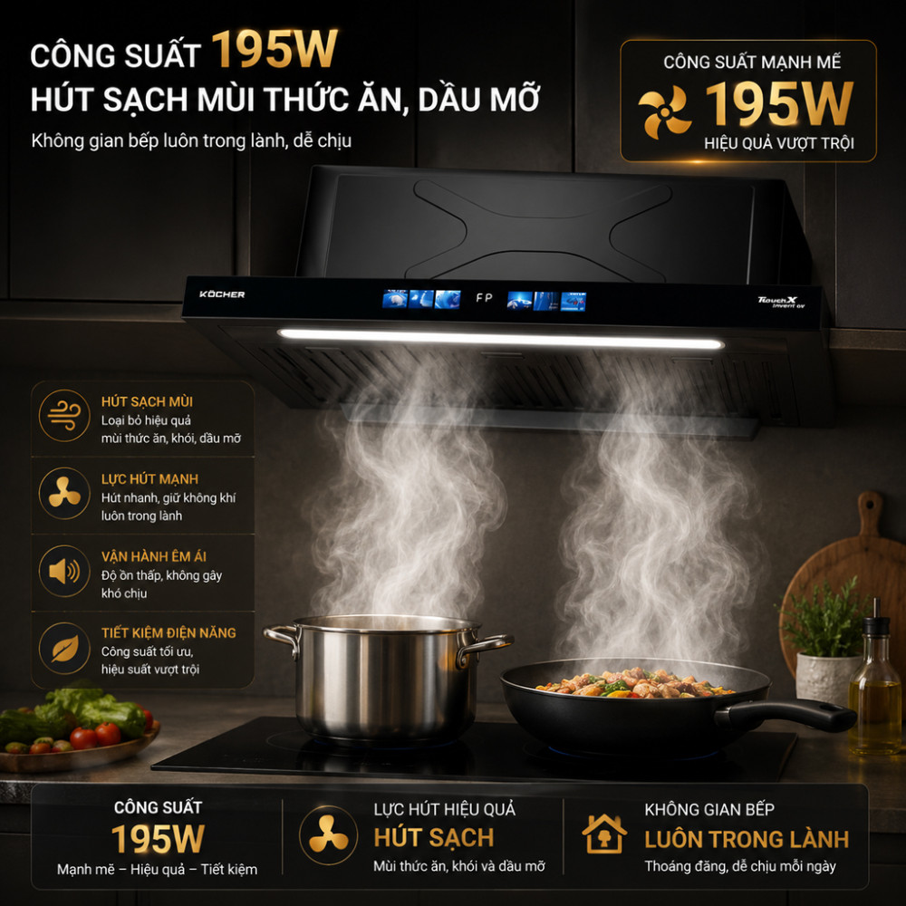 Máy hút mùi âm tủ Kocher X3D-350D.AUC - Hàng chính hãng