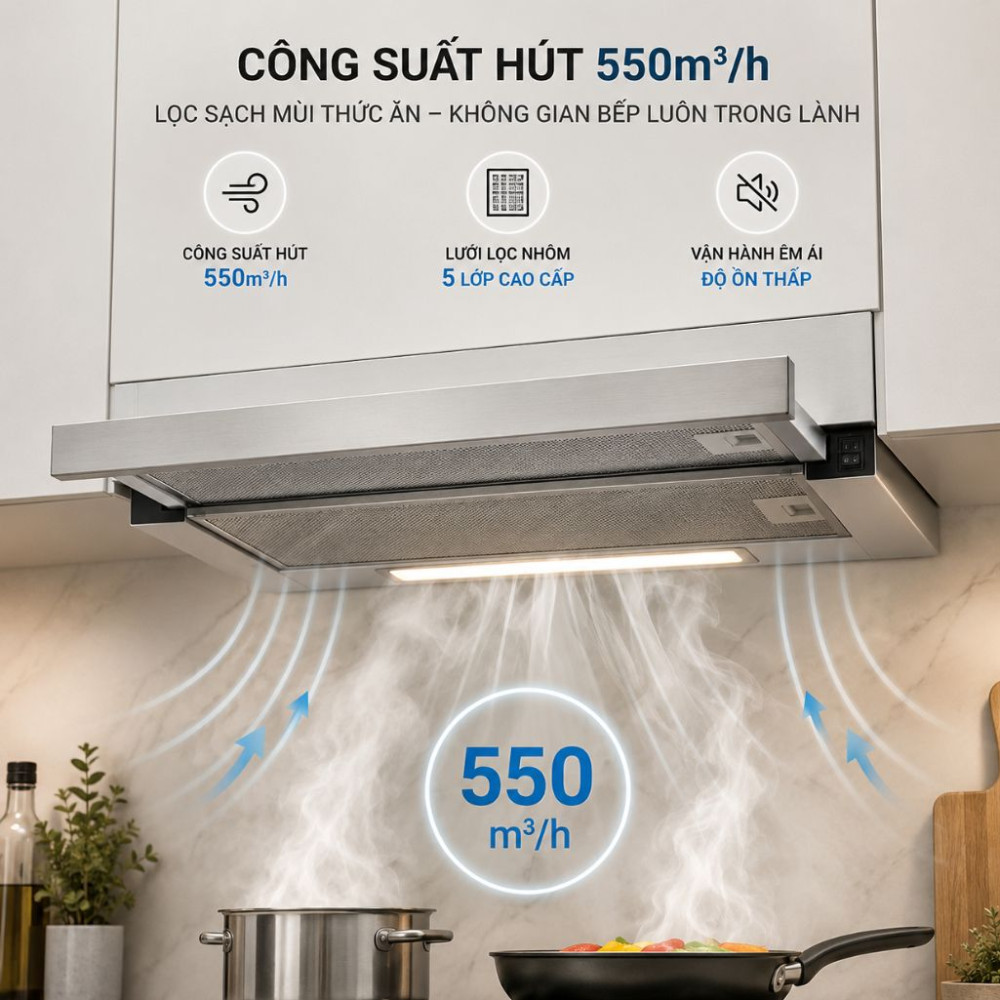 Máy hút khói khử mùi âm tủ Malloca MH 70SMC - Hàng chính hãng