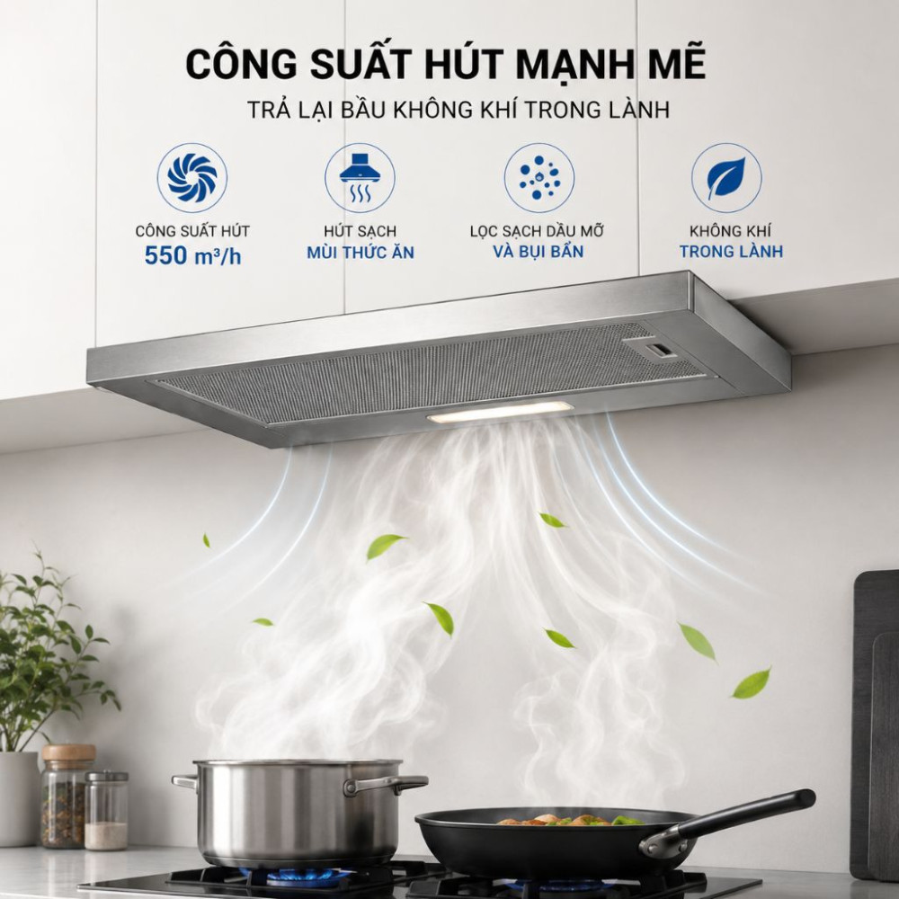 Máy hút khói khử mùi âm tủ Malloca MH 70SMC - Hàng chính hãng
