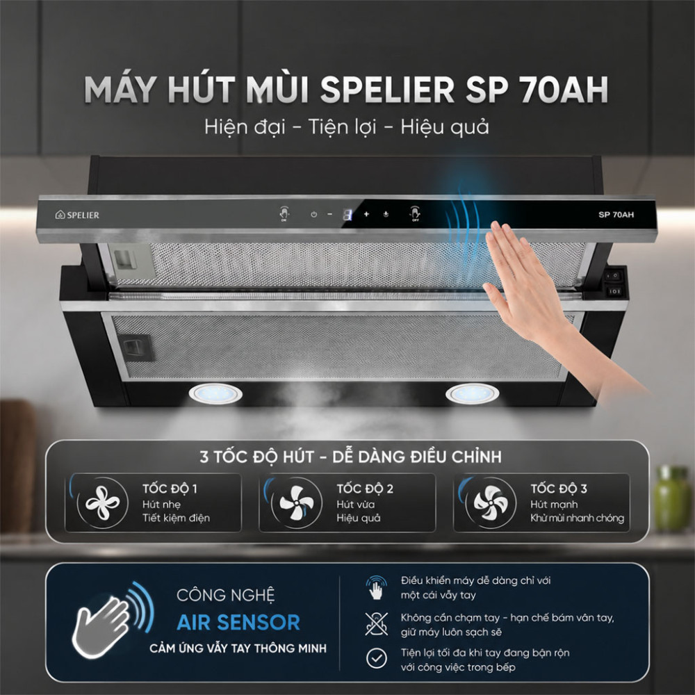 Máy hút mùi âm tủ Spelier SP-70AH - Hàng chính hãng