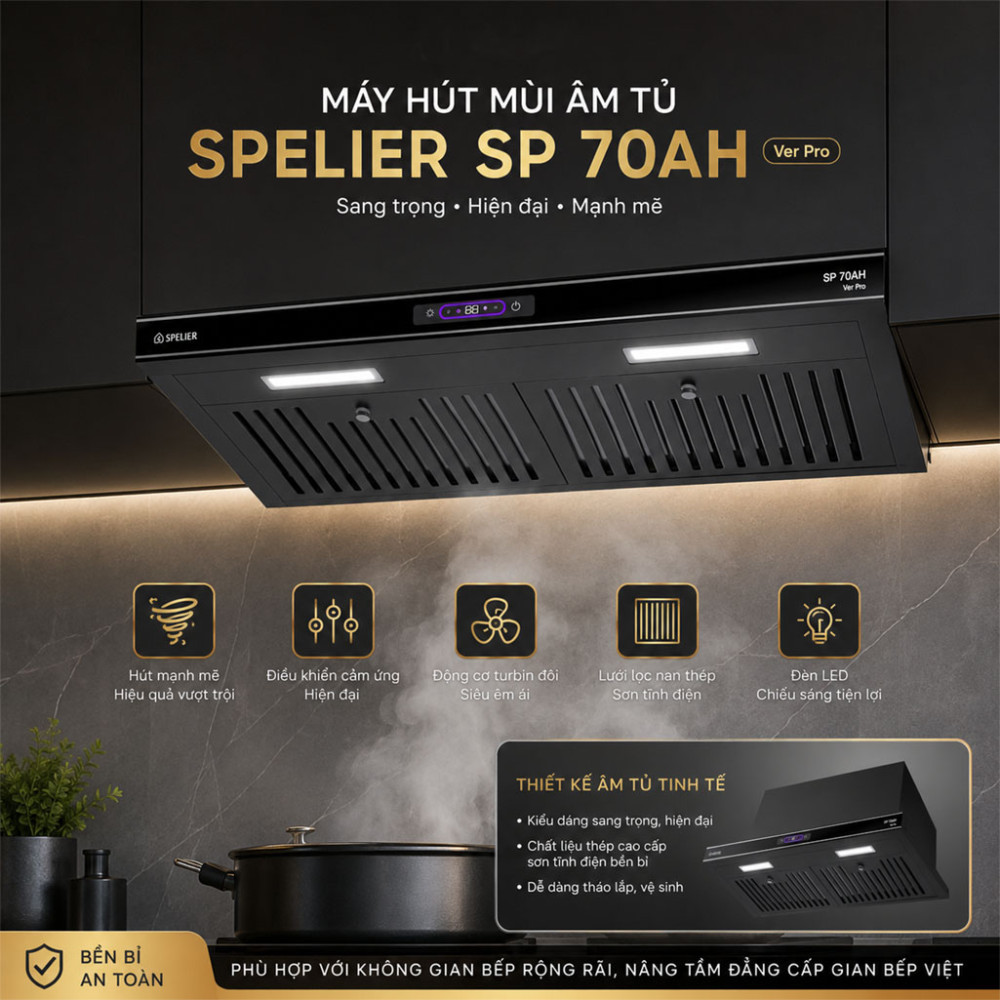 Máy hút mùi âm tủ Spelier SP-70AH Ver Pro - Hàng chính hãng
