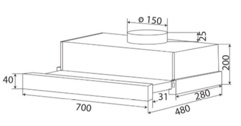 Máy hút mùi âm tủ Kaff KF-TL800ST - Hàng chính hãng