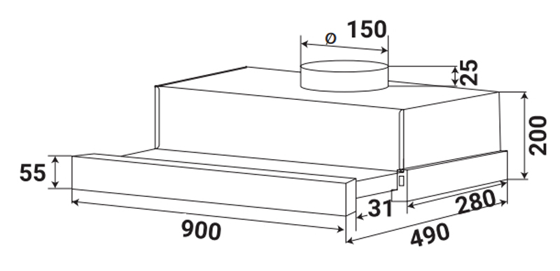 Máy hút mùi âm tủ Kaff KF-TL900ST - Hàng chính hãng