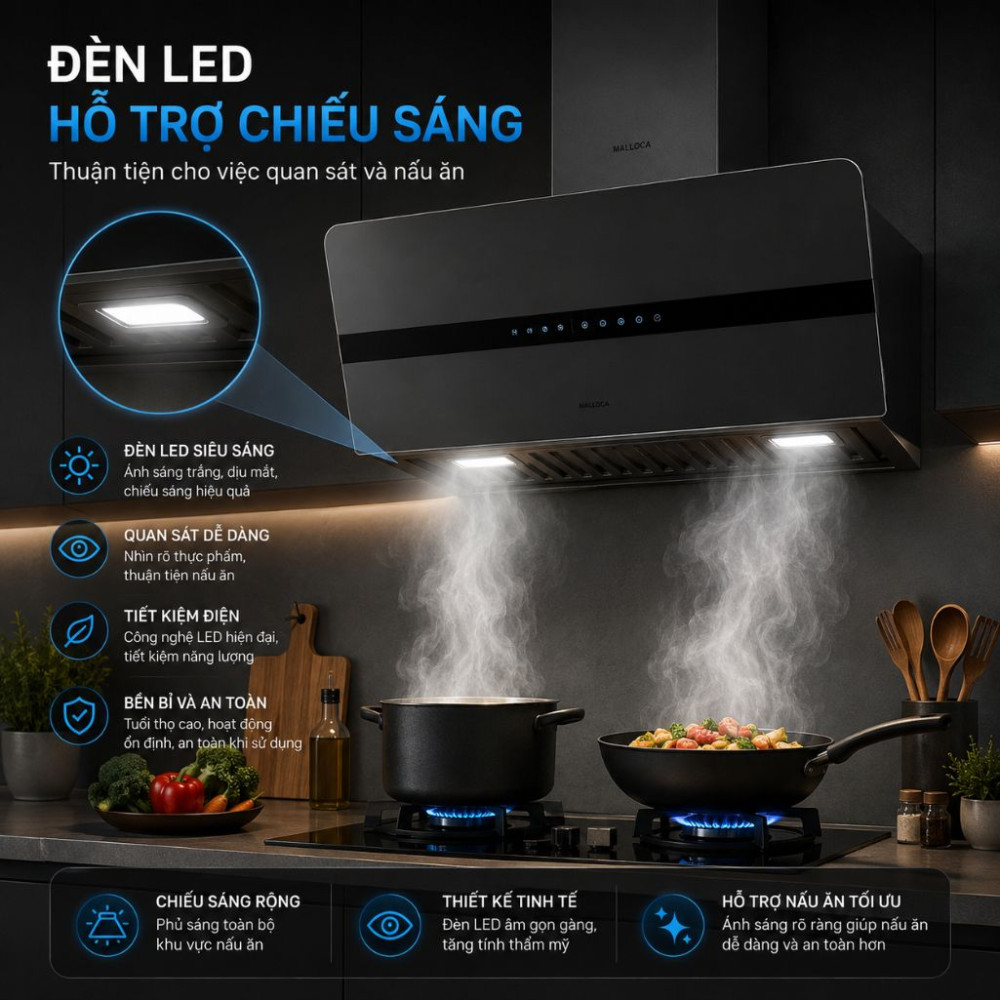 Máy hút mùi áp tường Malloca MC 80ECO - Hàng chính hãng