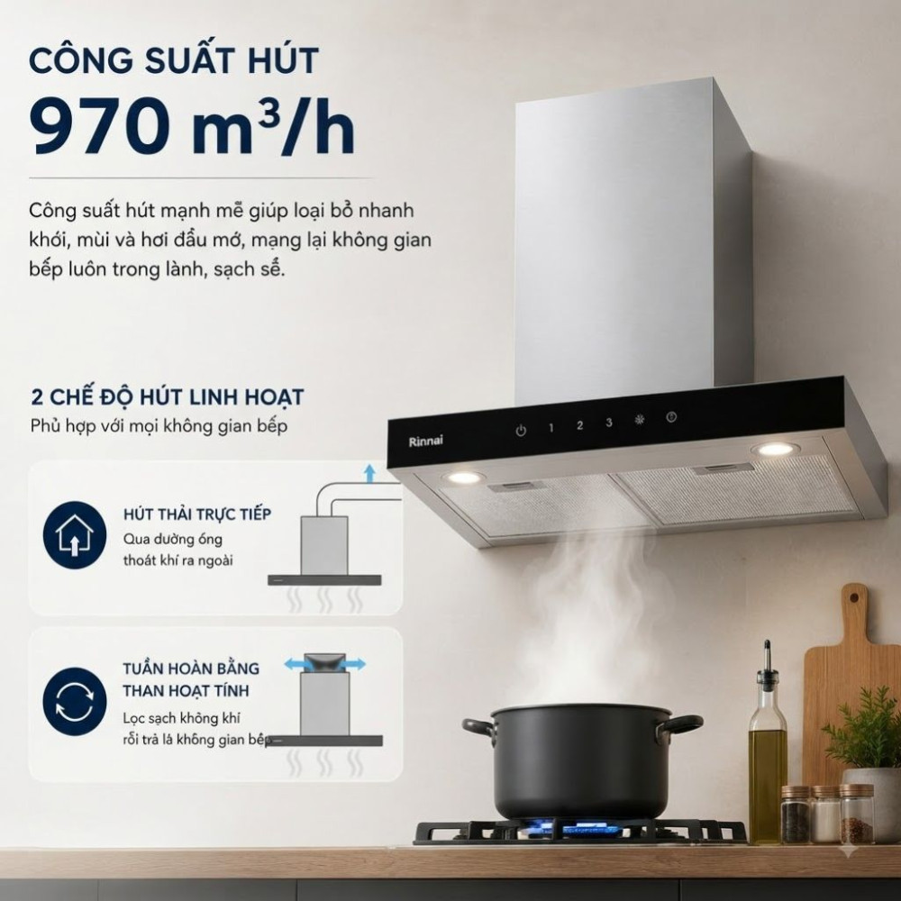 Máy hút mùi áp tường Rinnai RH-C75F-SSVR - Hàng chính hãng