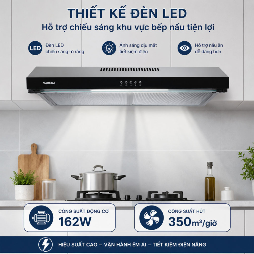 Máy hút mùi áp tường Sakura SCR-2881S - Hàng chính hãng