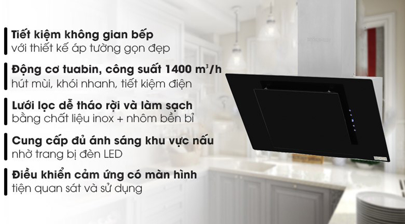 Máy hút mùi kính vát Kocher K-2080V - Hàng chính hãng