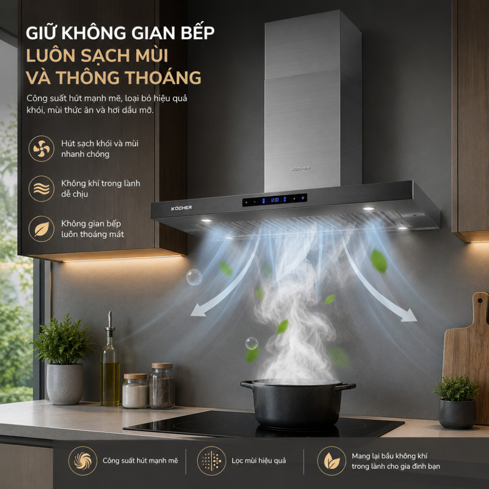 Máy hút mùi chữ T Kocher K-225MI - Hàng chính hãng