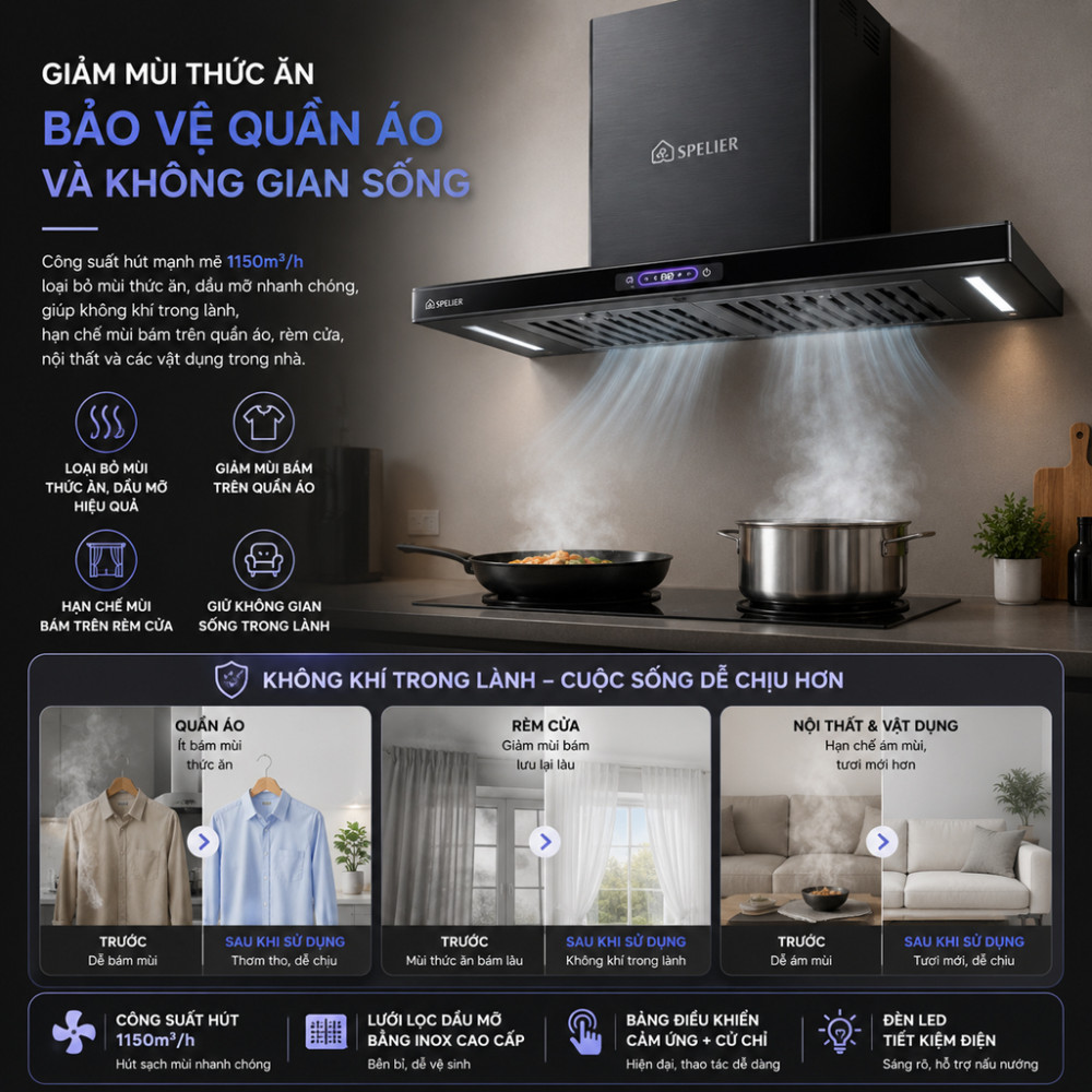 Máy hút mùi chữ T Spelier SP 109S - Hàng chính hãng