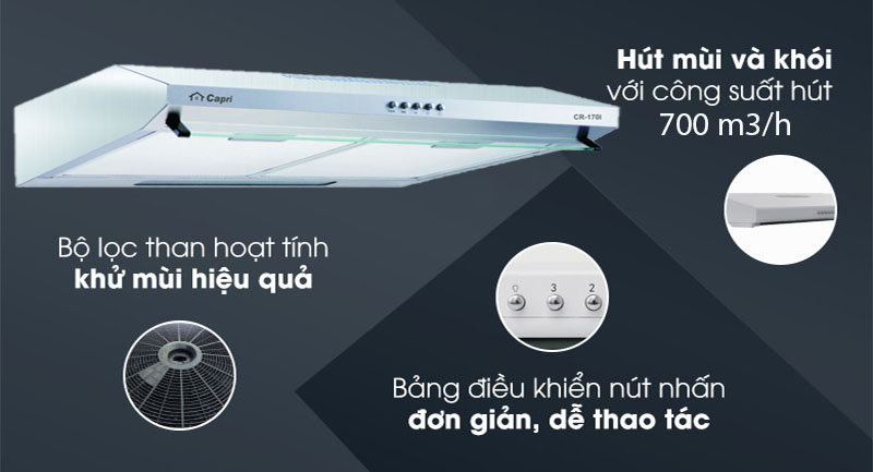 Máy hút mùi cổ điển Capri CR-170I - Hàng chính hãng