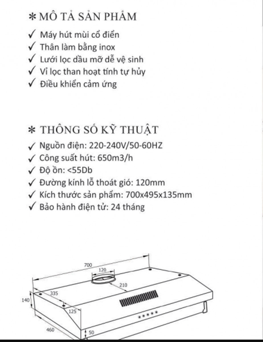 Máy hút mùi cổ điển Civin SMART - Hàng chính hãng