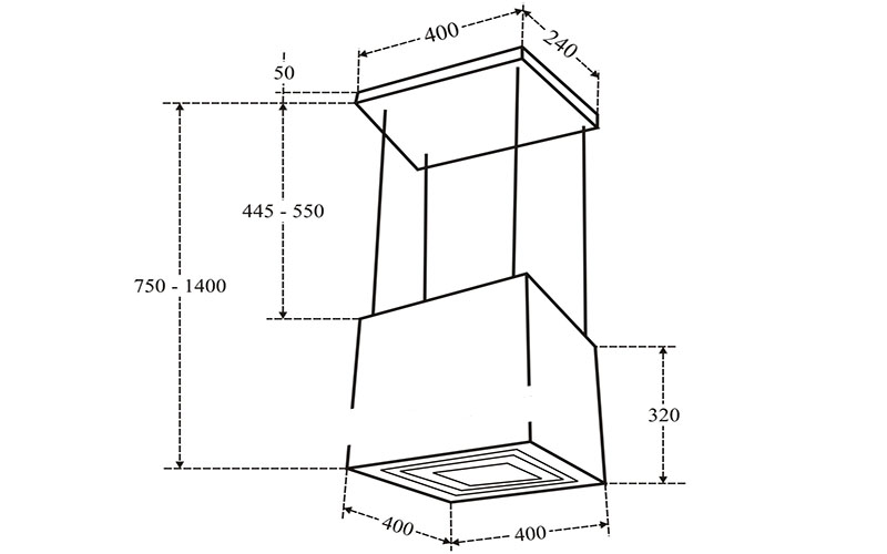 Máy hút mùi đảo Capri CR-408E - Hàng chính hãng