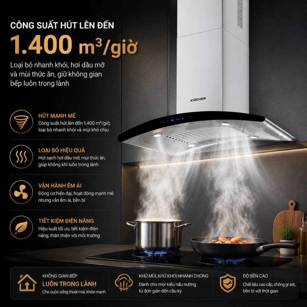 Máy hút mùi đảo Kocher Serena CXW-188CRV - Hàng chính hãng