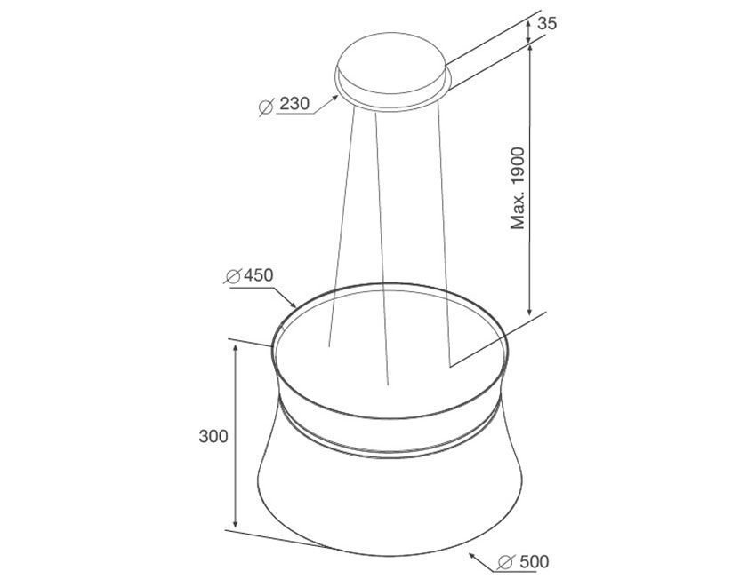 Máy hút mùi đảo Malloca SOPHIE K-500B - Hàng chính hãng