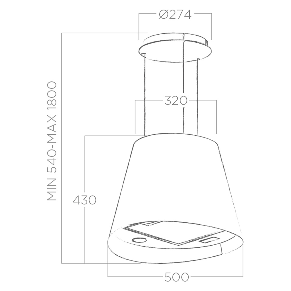Máy hút mùi đảo đèn Elica JUNO IX/F/50 - Hàng chính hãng