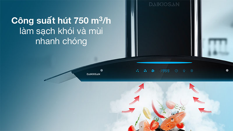 Máy hút mùi kính cong Daikiosan DKH-000001 - Hàng chính hãng