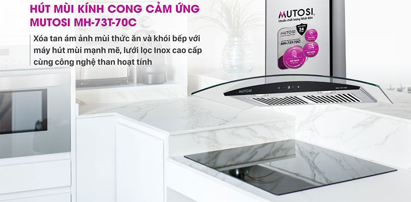 Máy hút mùi kính cong cảm ứng Mutosi MH-73T-70C - Hàng chính hãng