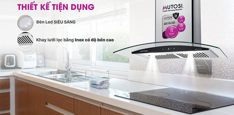 Máy hút mùi kính cong cảm ứng Mutosi MH-73T-70C - Hàng chính hãng