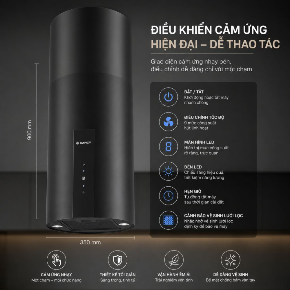 Máy hút mùi Canzy CZ-H600DI/ CZ-H601DI - Hàng chính hãng