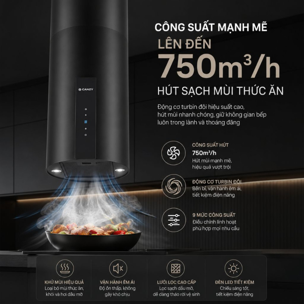 Máy hút mùi Canzy CZ-H600DI/ CZ-H601DI - Hàng chính hãng