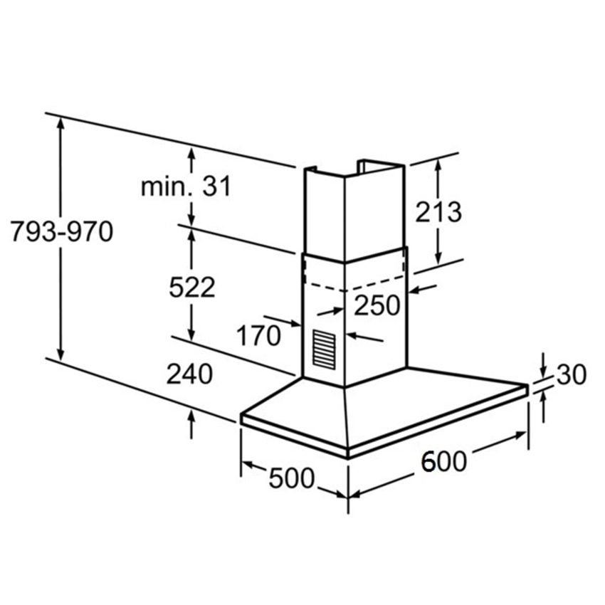Máy hút mùi ống khói Bosch DWW061451 - Hàng chính hãng