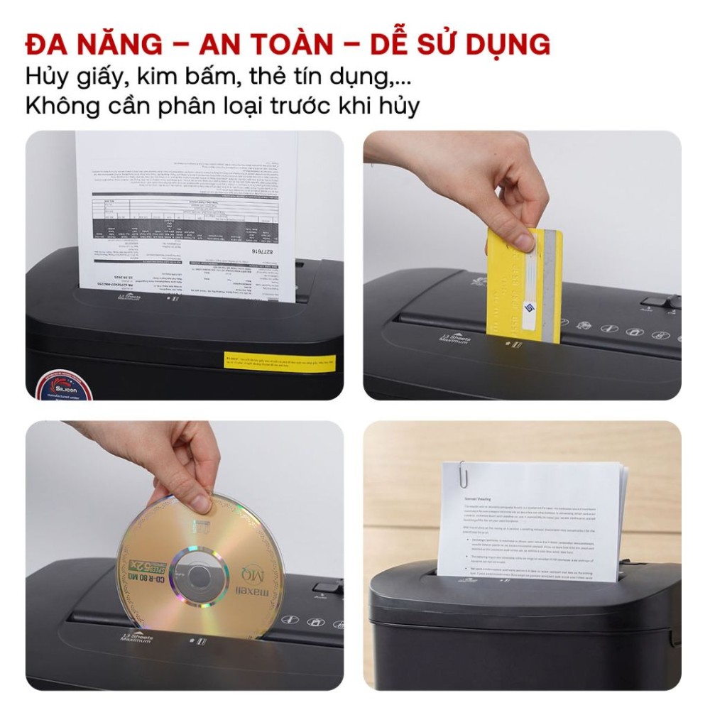 Máy hủy tài liệu Silicon PS-1012C - Hàng chính hãng