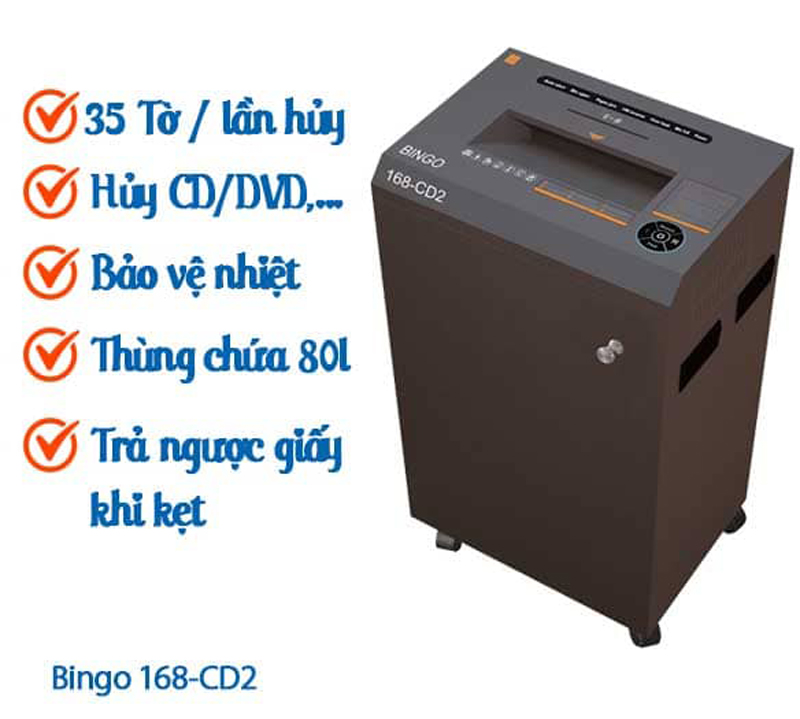 Máy hủy tài liệu Bingo 168-CD2 - Hàng chính hãng