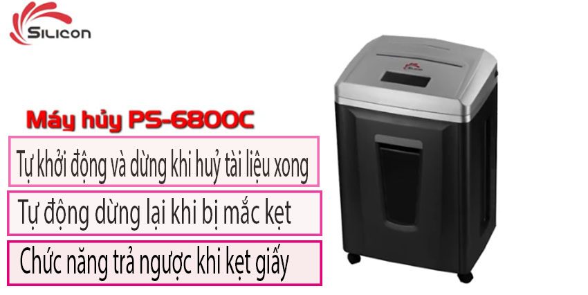 Máy hủy tài liệu Silicon PS-6800C - Hàng chính hãng