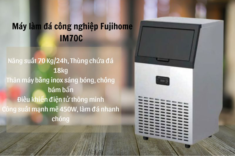 Máy làm đá kèm lọc nước UF Fujihome IM70C - Hàng chính hãng