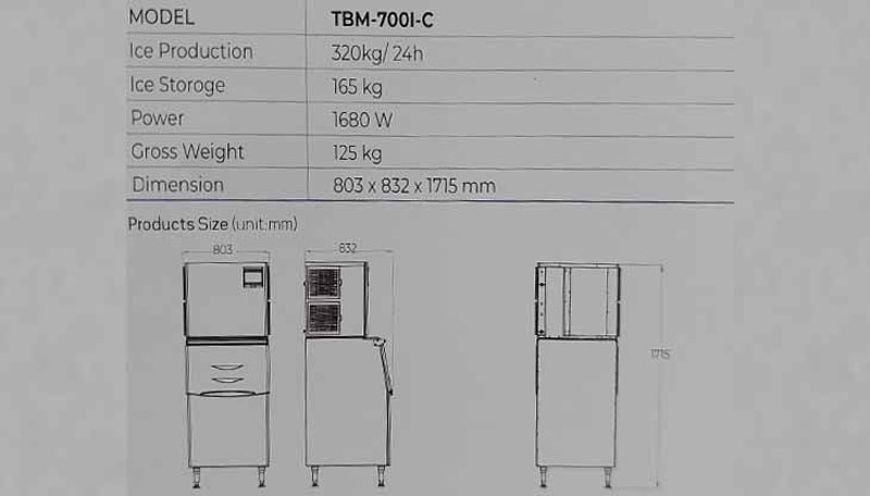 Máy làm đá viên công nghiệp Turbo Max TBM-700I-C - Hàng chính hãng