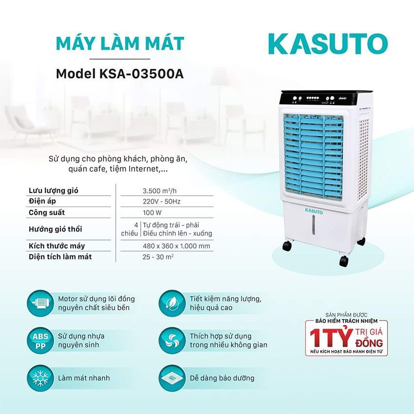 Máy làm mát không khí Kasuto KSA-03500A - Hàng chính hãng