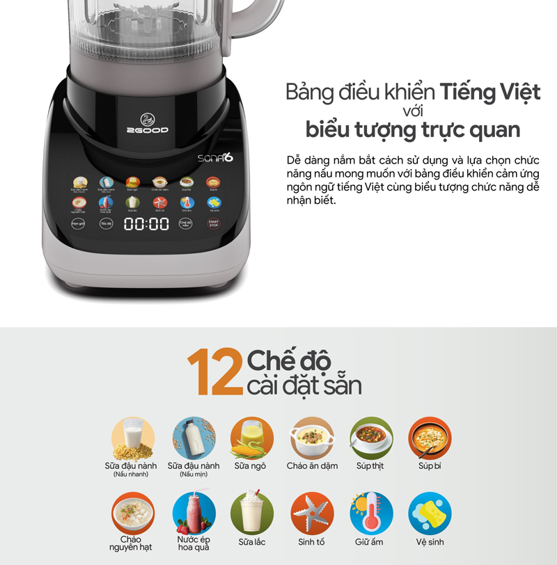  Máy làm sữa hạt 2Good SONA 6 - Hàng chính hãng