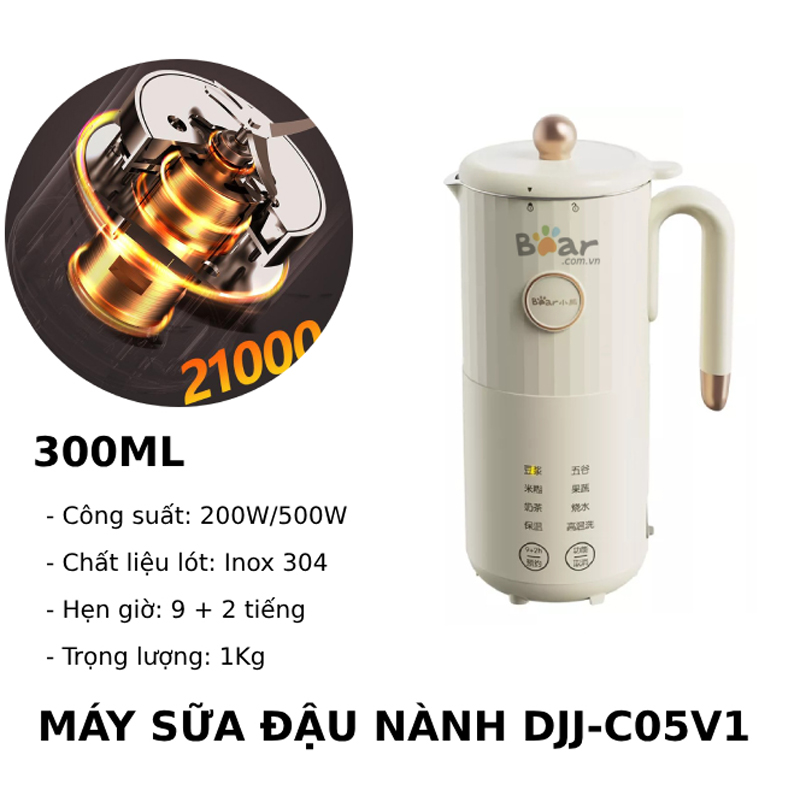 Máy làm sữa hạt mini Bear DJJ-C05V1 - Hàng chính hãng