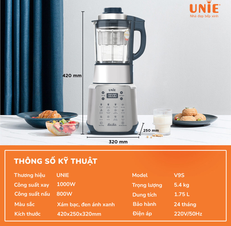 Máy làm sữa hạt Unie V9S - Hàng chính hãng