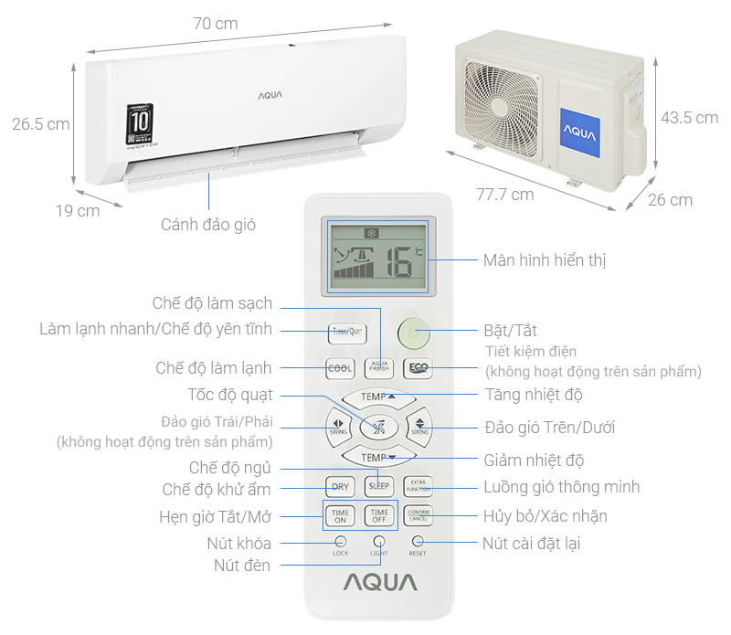 Máy lạnh inverter Aqua AQA-RV9QA - Hàng chính hãng