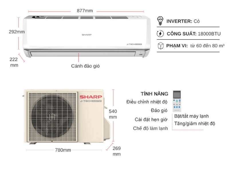 Máy lạnh 1 chiều Sharp AH-X18ZEW - Hàng chính hãng