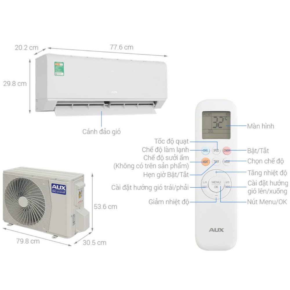 Máy lạnh AUX Inverter 1.5 HP AW13CAA4DI-3VN - Hàng chính hãng