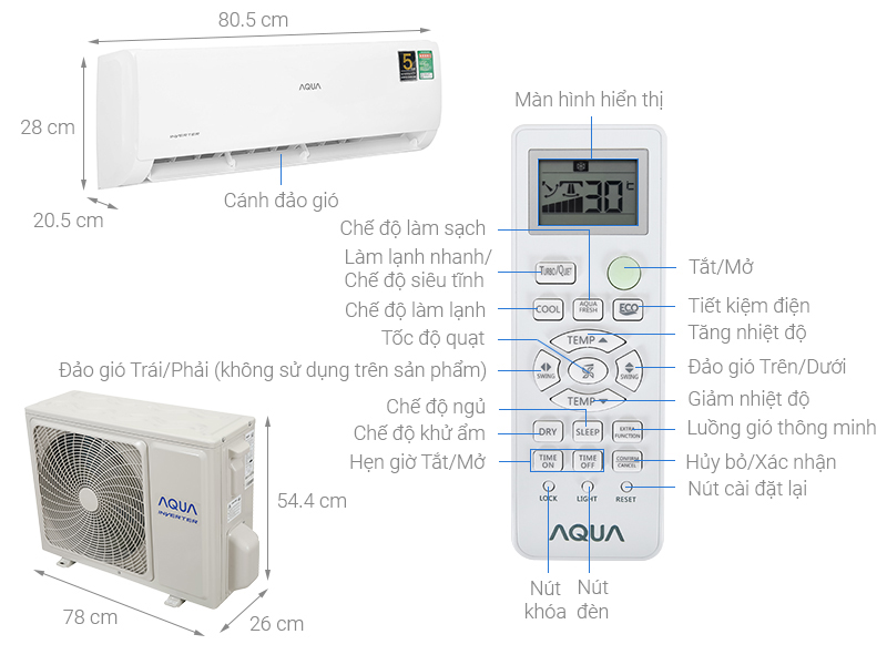 Máy lạnh 1 chiều Aqua AQA-KCRV10TK - Hàng chính hãng