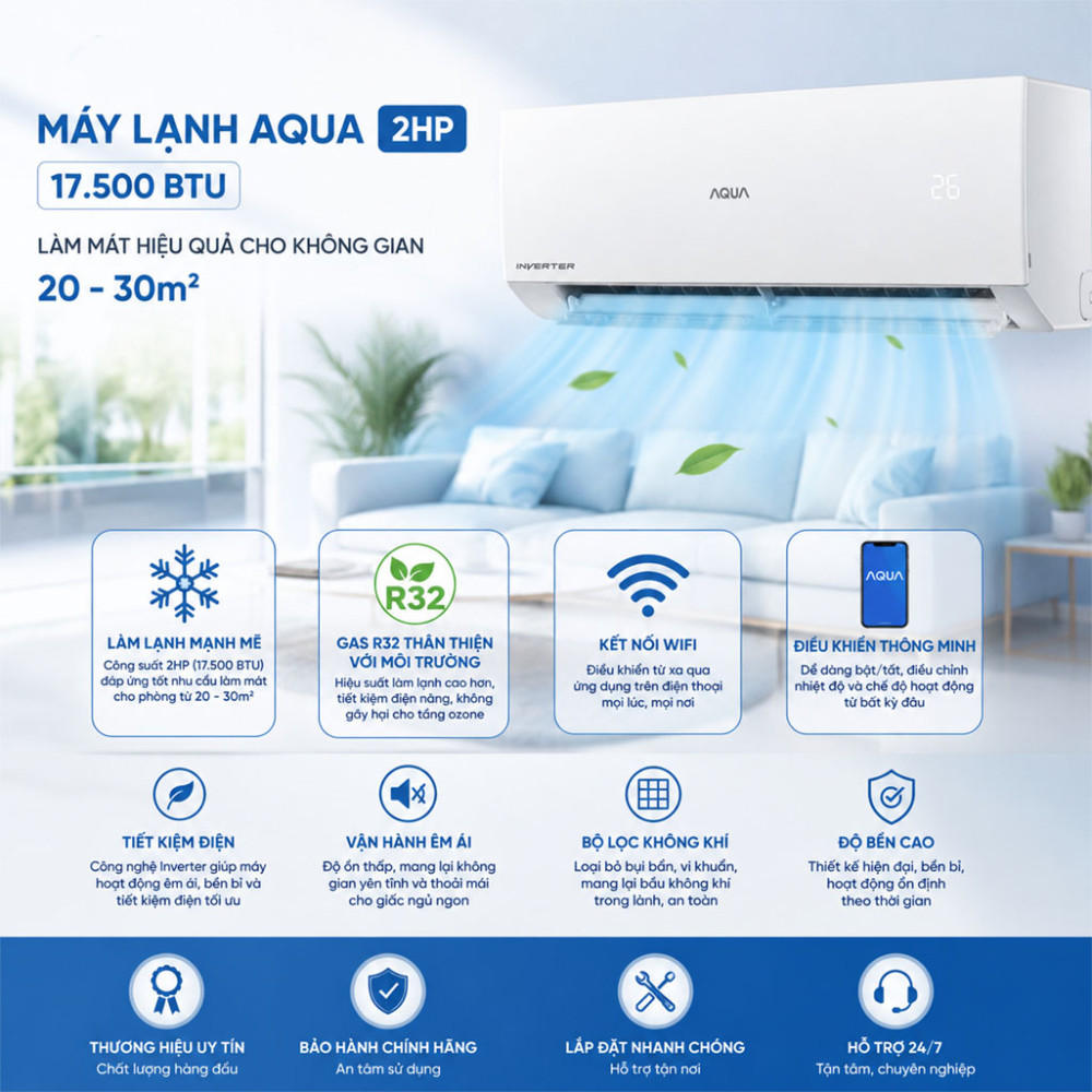 Máy lạnh Aqua Inverter 2HP AQA-RV18QEU - Hàng chính hãng