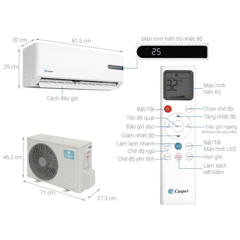 Máy lạnh Casper inverter 1.5 HP GC-12IB36 - Hàng chính hãng
