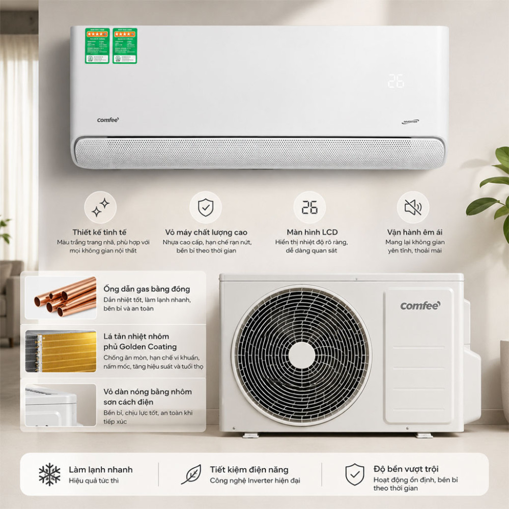 Máy lạnh Comfee Inverter 1 HP CFS-10VCB1 - Hàng chính hãng