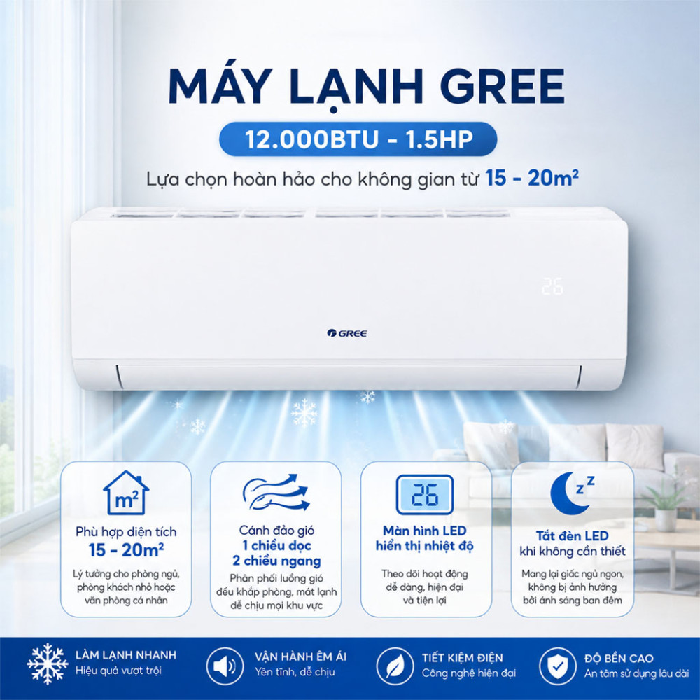 Máy lạnh Gree 1.5HP BD12CN - Hàng chính hãng