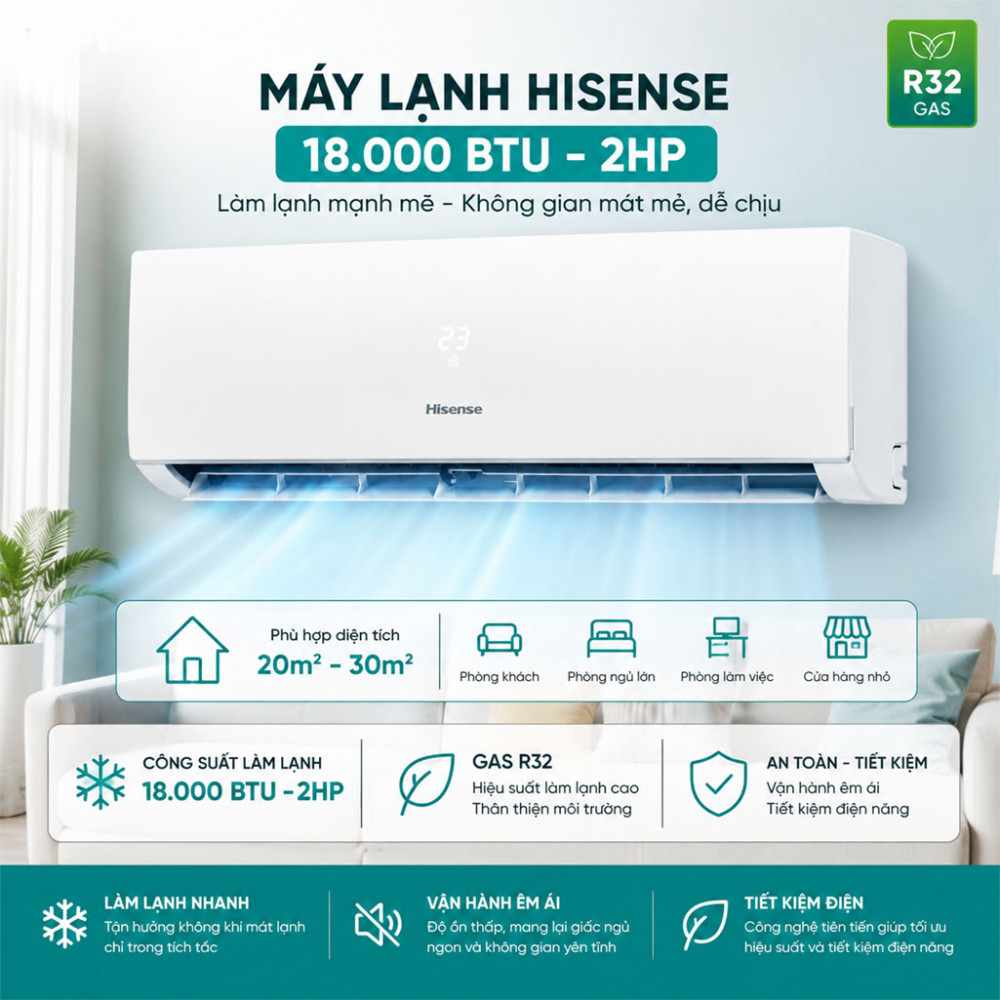Máy lạnh Hisense 2 HP AS-18CR4RXADIB00 - Hàng chính hãng