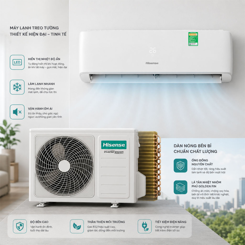 Máy lạnh Hisense Inverter 1.5HP AS-12TR4RGUUA00 - Hàng chính hãng
