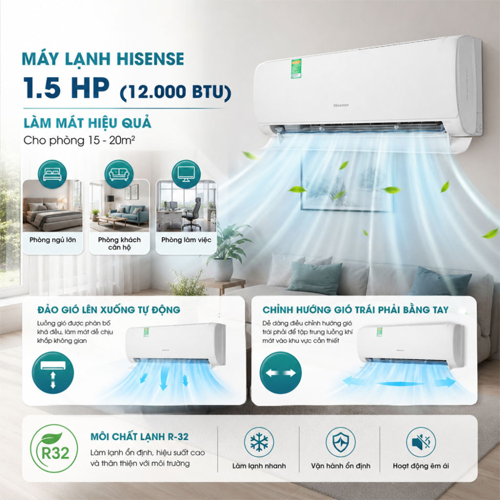 Máy lạnh Hisense Inverter 1.5HP AS-12TR4RGUUA00 - Hàng chính hãng