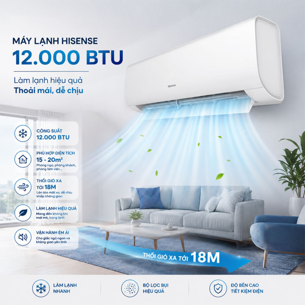 Máy lạnh Hisense Inverter 1.5HP AS-12TR4RYDTU00B - Hàng chính hãng