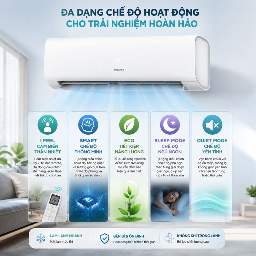 Máy lạnh Hisense Inverter 1HP AS-10TR4RYDTU02 - Hàng chính hãng